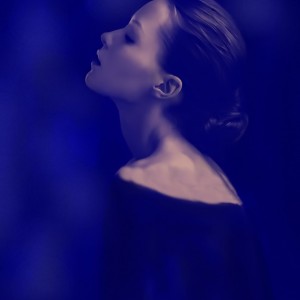 Woman in blue light